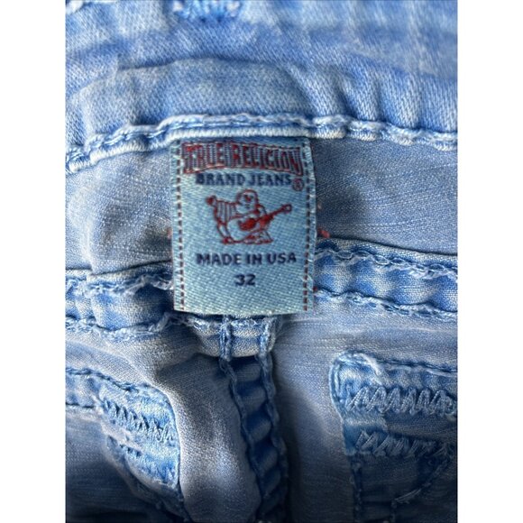 True Religion Jeans Womens Size 32 Blue Lily Super T Capri Made In USA *FLAW - Picture 10 of 13